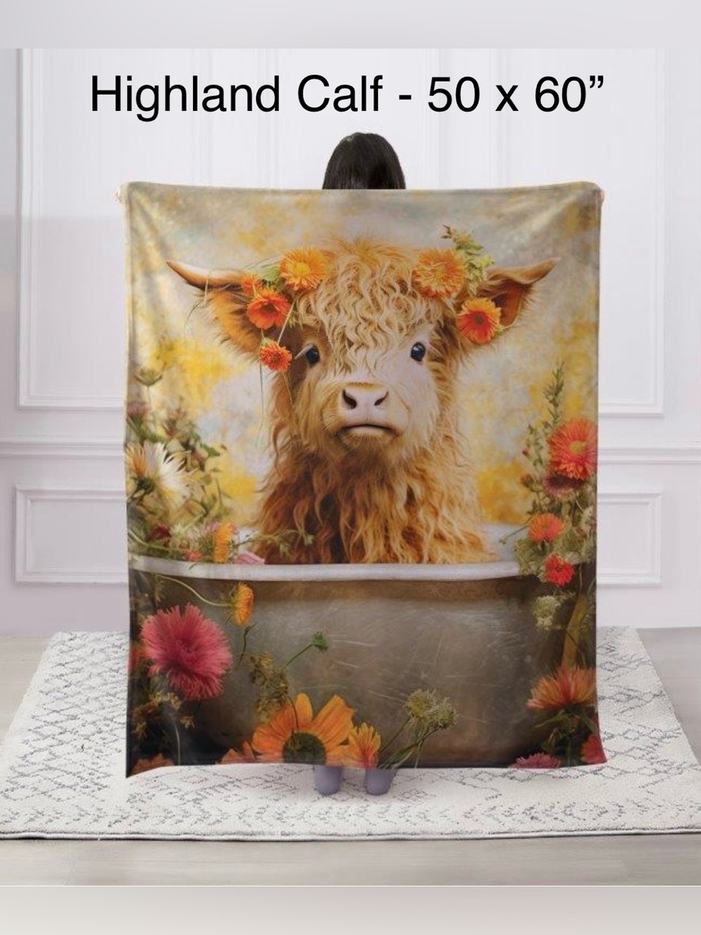 Highland Calf 50x60” Fleece Blanket Throw